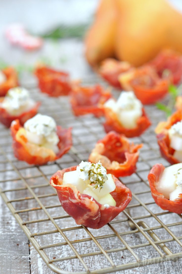 Prosciutto Cups with Pear and Goat Cheese - My Suburban Kitchen