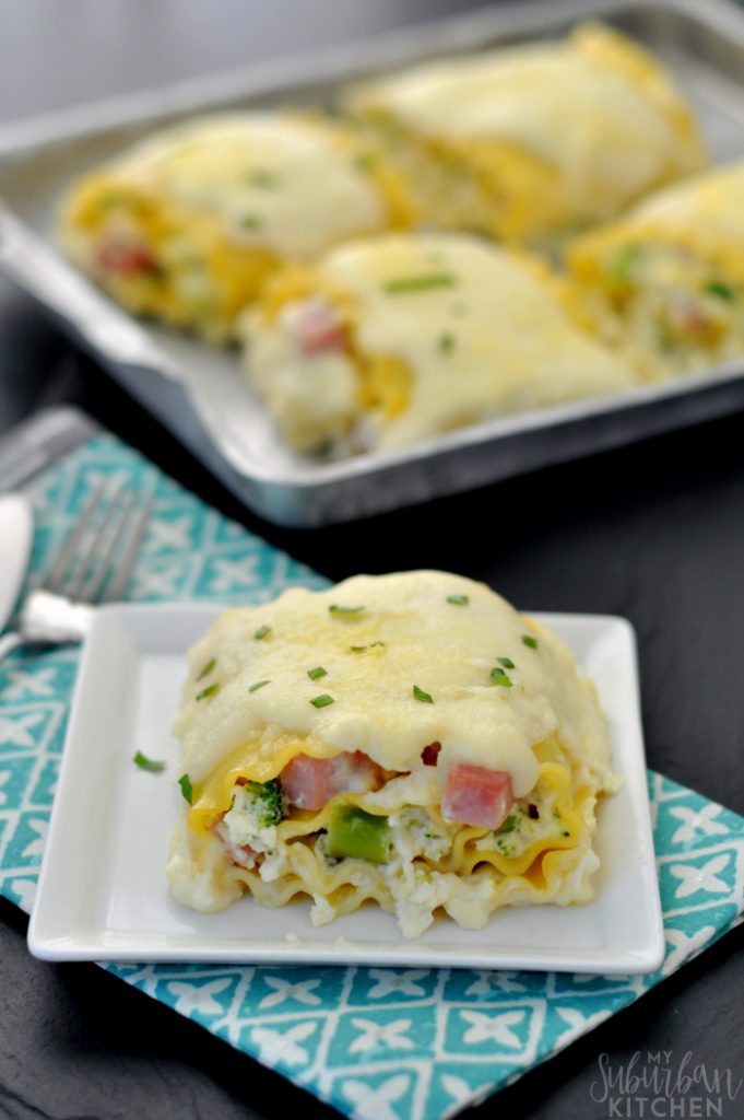 Ham and Swiss Lasagna Rolls - My Suburban Kitchen