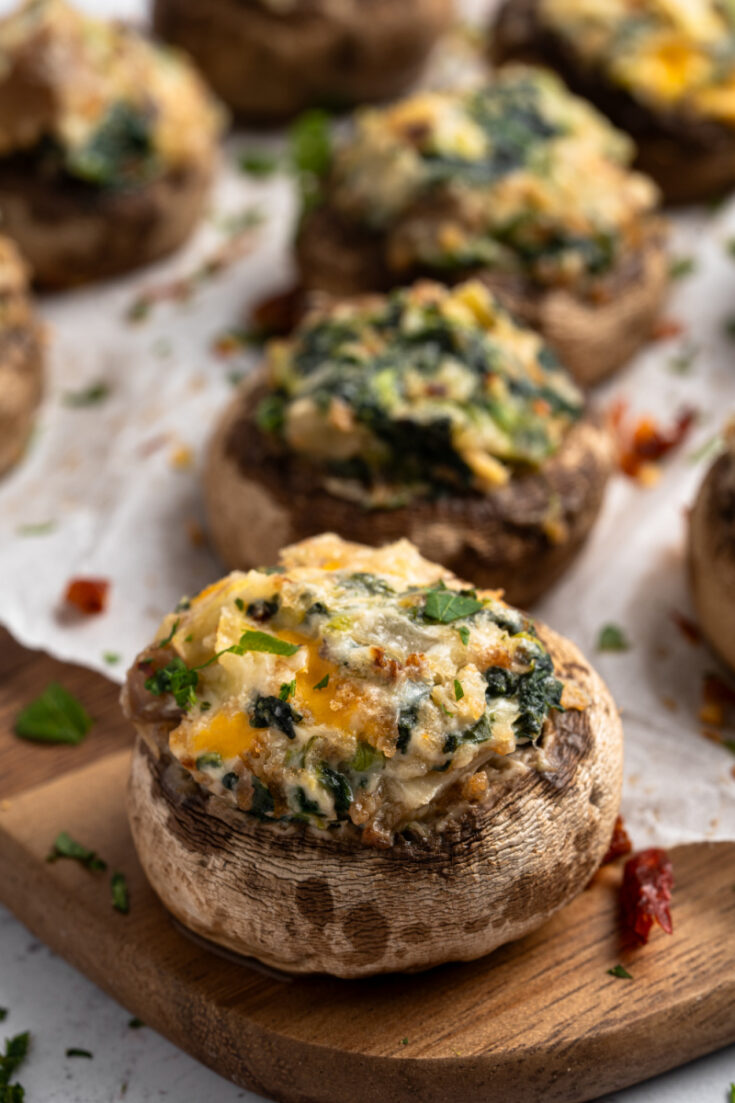 Spicy Spinach Artichoke Stuffed Mushrooms