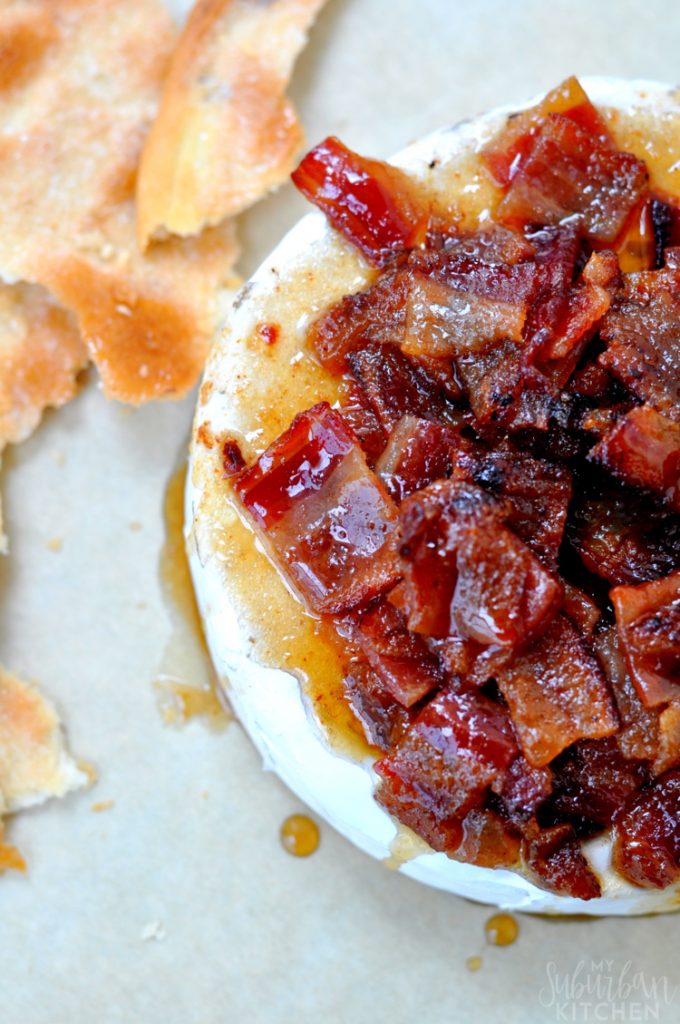 Candied Bacon Baked Brie - Appetizer Recipe by Blackberry Babe