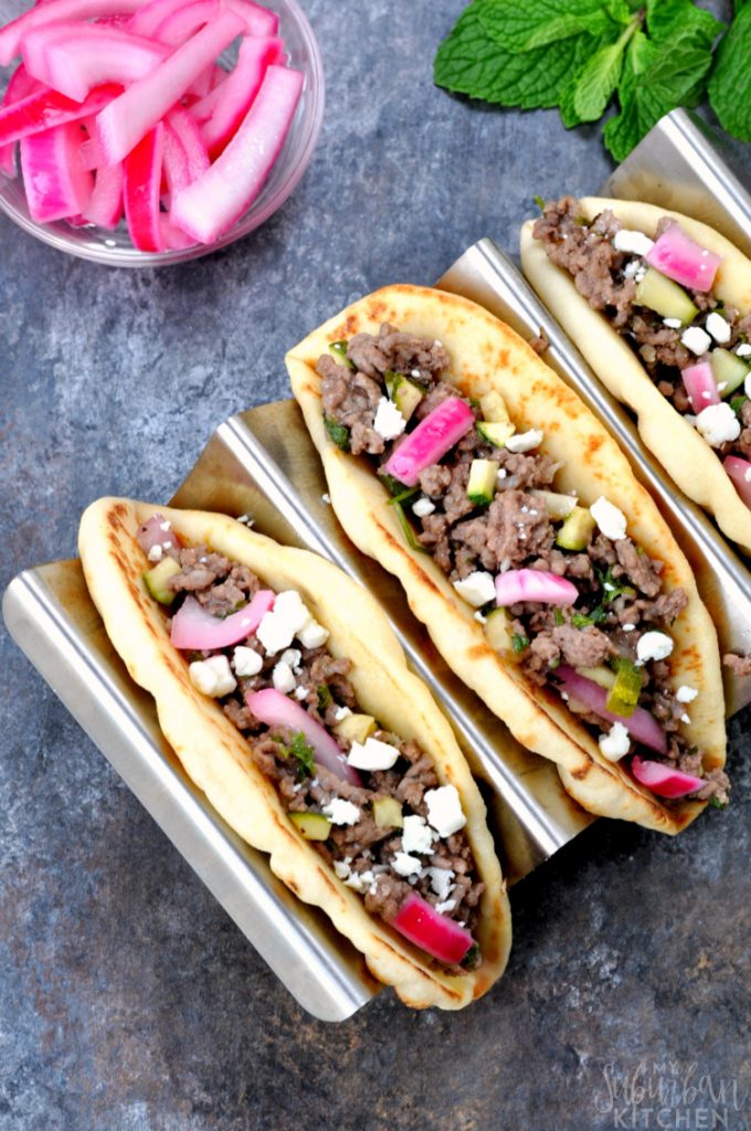 Gingered Beef Flatbread Tacos - My Suburban Kitchen