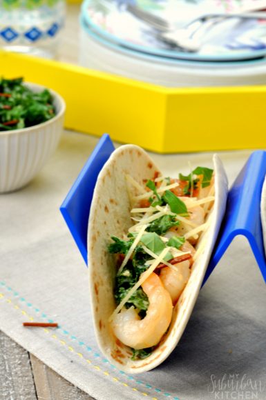 Shrimp Scampi Tacos with Kale Slaw - My Suburban Kitchen