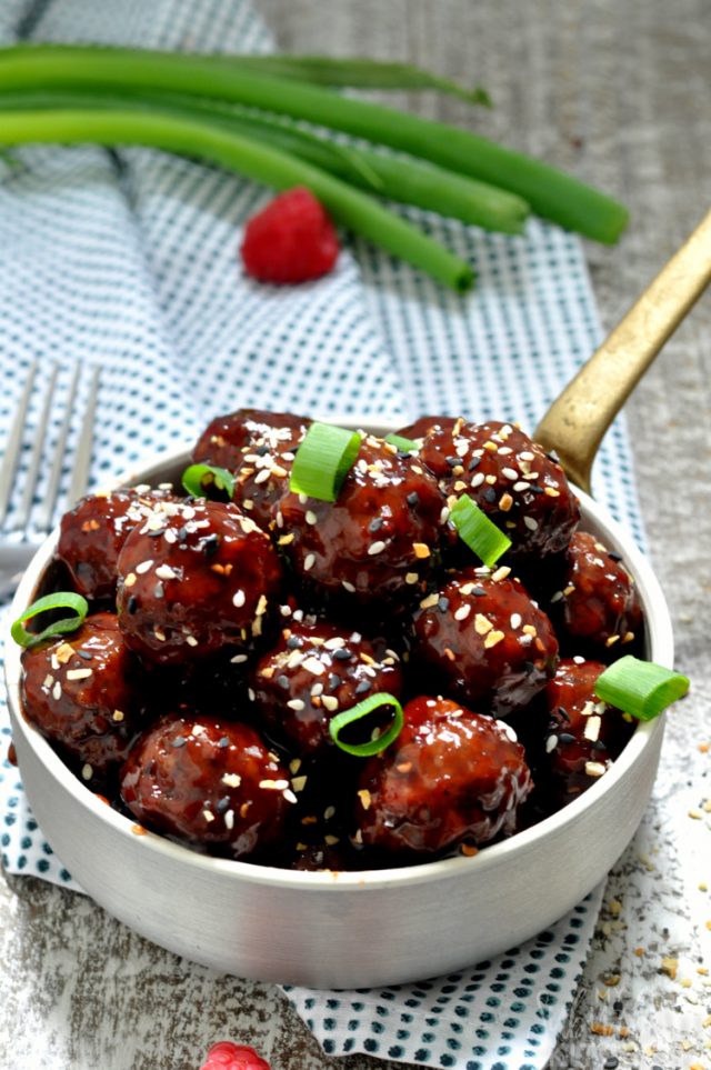 Spicy Raspberry Party Meatballs - My Suburban Kitchen