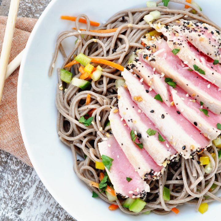 Seared Tuna, Soba Noodle and Cucumber Salad Bento Box Recipe